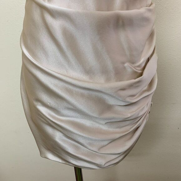 The Sei Cut Out Ruched Mini Dress Size 2 Bone Silk Satin Sheen - Picture 4 of 12